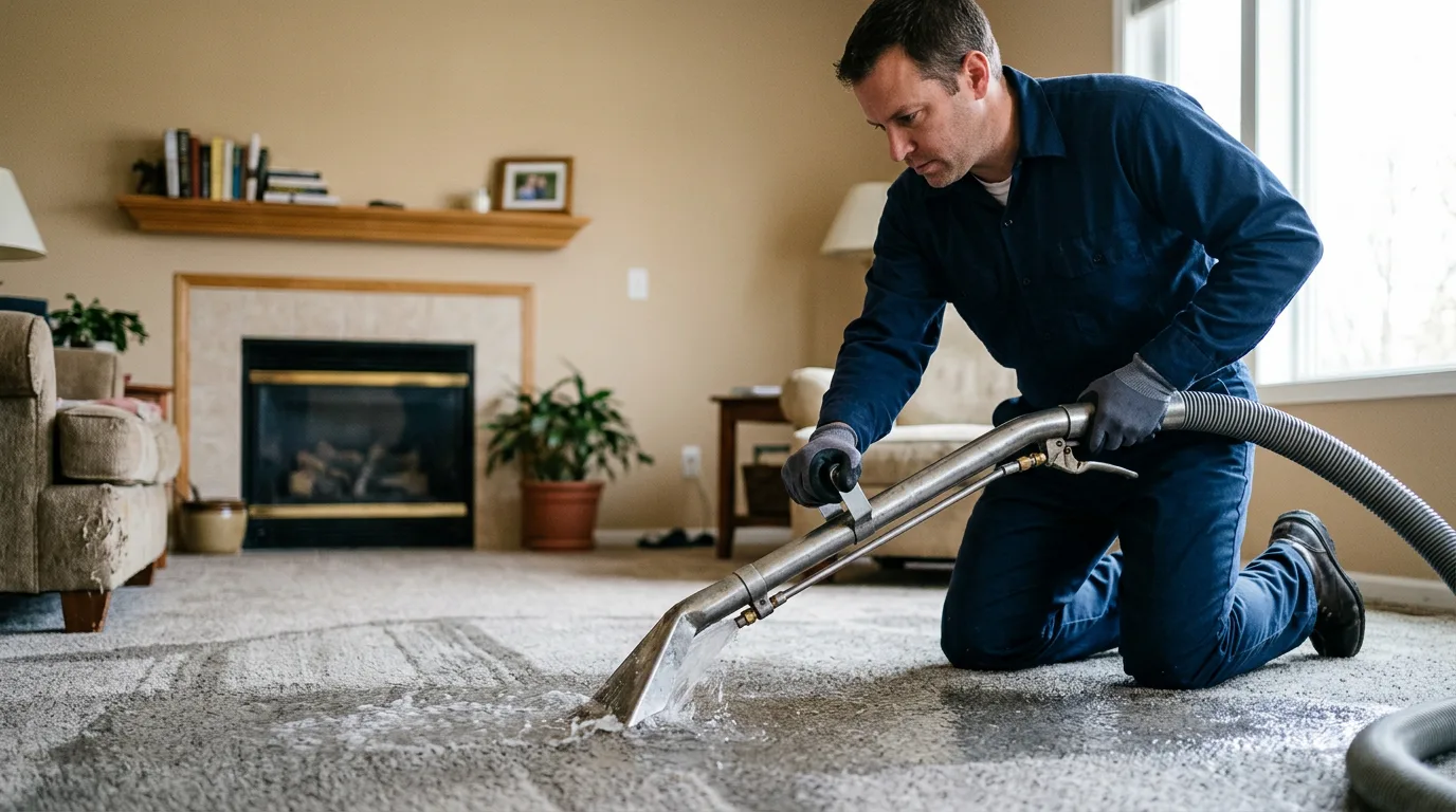 Water damage restoration technician working near La Pointe, WI